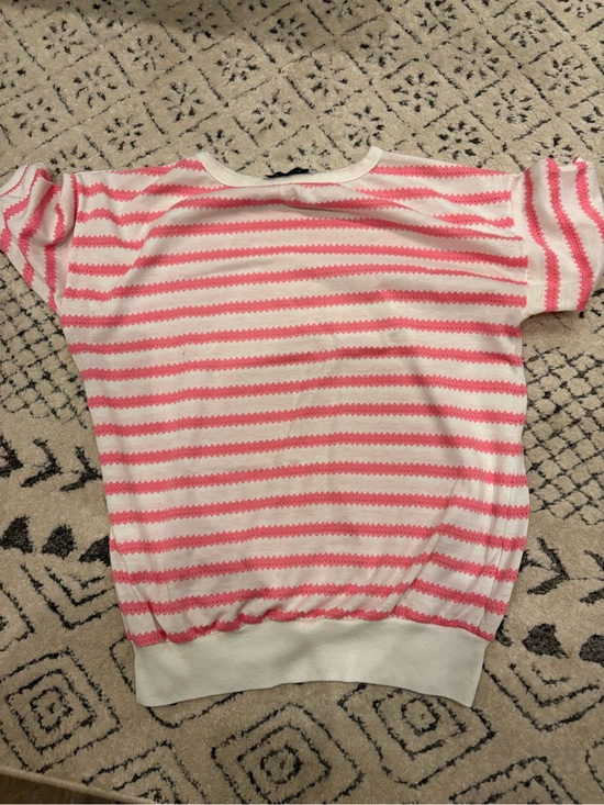 Casualcode Tops - Short Sleeve Crewneck Stripe Tee in Pink & White